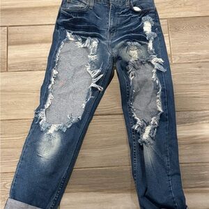 Women’s mom jeans Distressed Blue Jeans